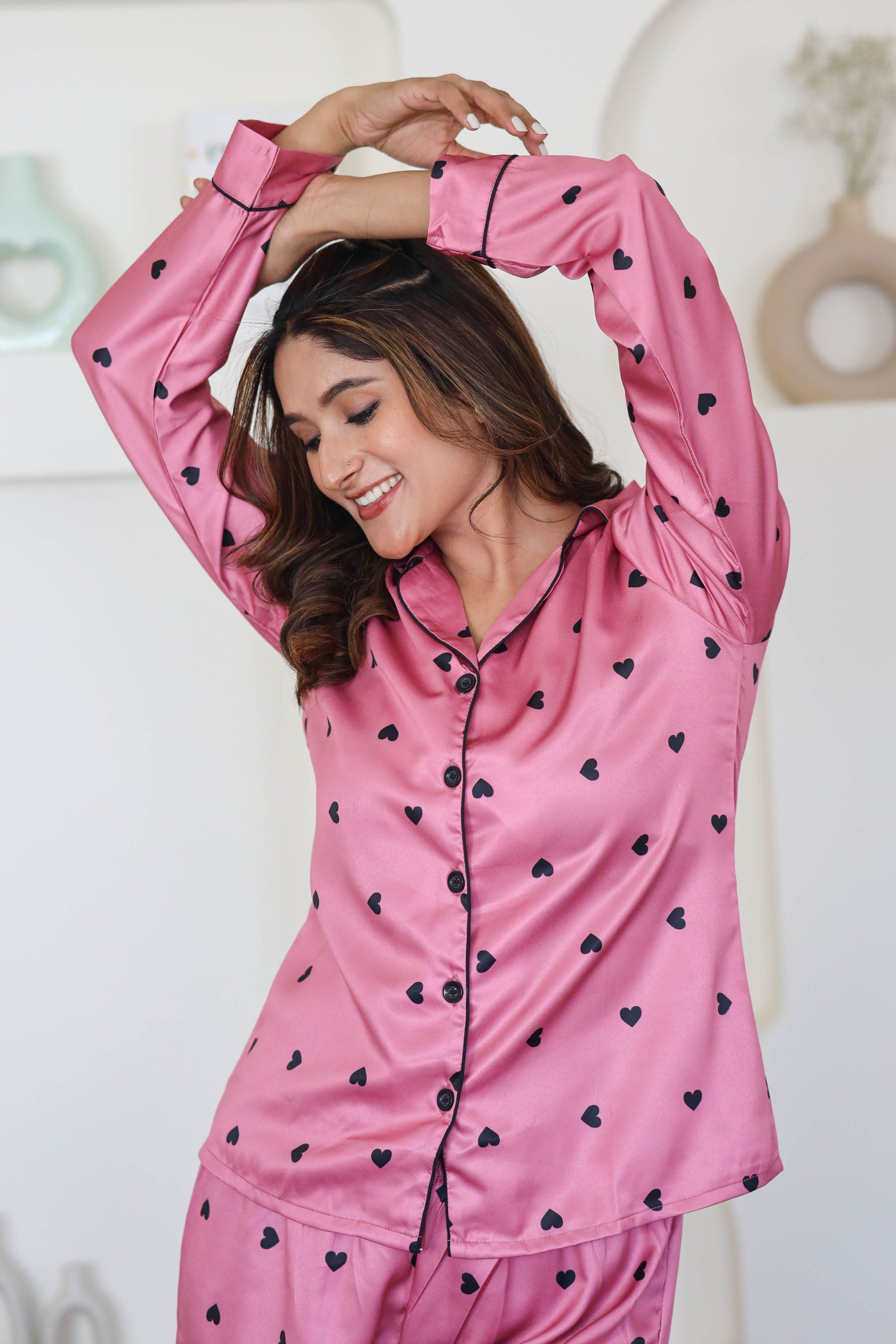 Full sleeves satin night suit online