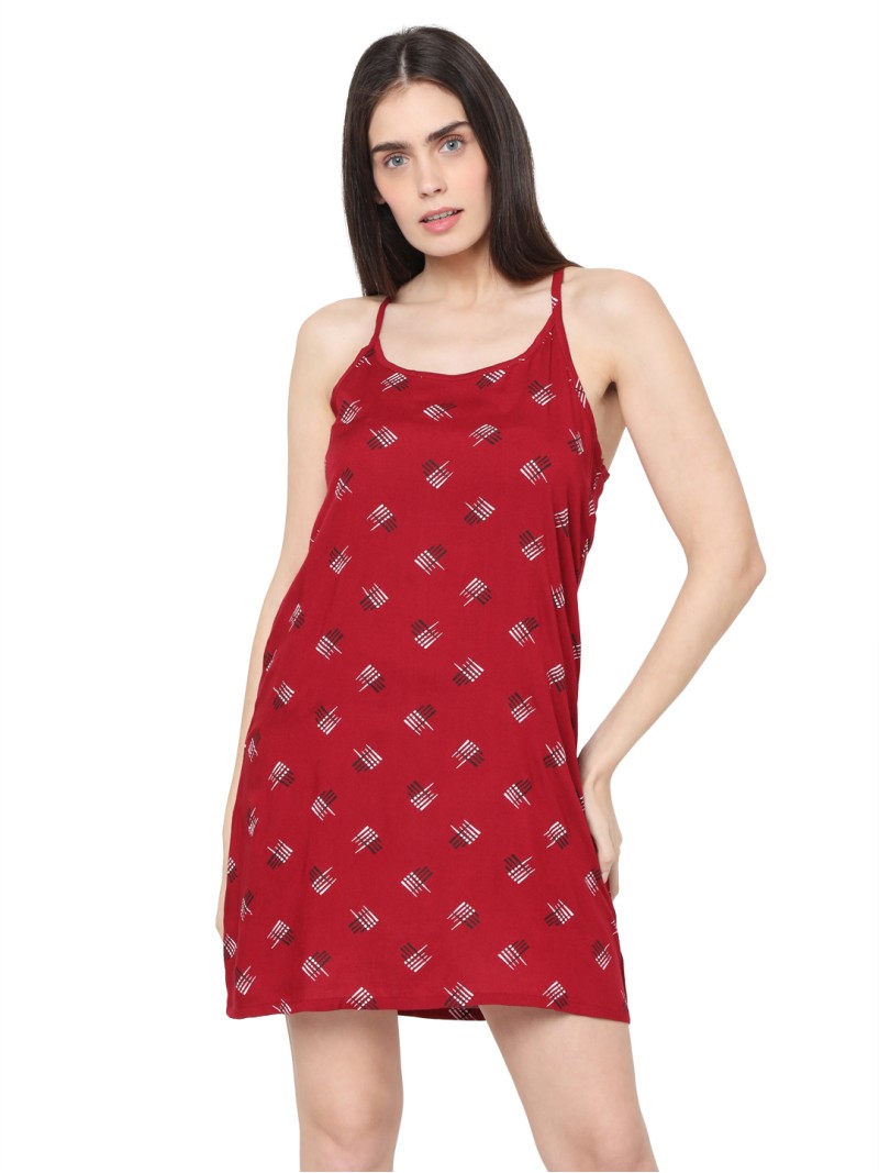 Smarty pants women's red color aztec print camisole night dress. 