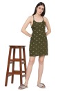 Smarty pants women's olive green color aztec print camisole night dress. 