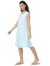 Smarty Pants women's cotton ice blue color heart print sleeveless night dress. (SMND-808E)