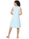 Smarty Pants women's cotton ice blue color heart print sleeveless night dress. (SMND-808E)