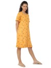 Smarty Pants women's cotton mustard color floral print night dress. (SMND-809A)