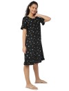 Smarty Pants women's cotton black color floral print night dress. (SMND-809B)