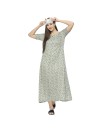 Smarty Pants women's cotton olive color floral print maxi night dress. (SMND-810C)