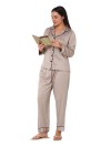 Smarty Pants women's silk satin solid chocolate color night suit.(SMNSP-385E)