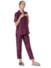 Smarty Pants women's silk satin solid burgundy color night suit pair.(SMNSP-407)