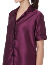 Smarty Pants women's silk satin solid burgundy color night suit pair.(SMNSP-407)