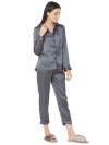 Smarty Pants women's silk satin dark grey night suit. (SMNSP-418)