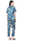 Smarty Pants women's silk satin teal blue tweety print night suit. (SMNSP-424)