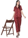Smarty Pants women's silk satin maroon color pooh print night suit. (SMNSP-439)