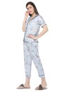 Smarty Pants women's silk satin pastel grey color tom & jerry print night suit. (SMNSP-441)