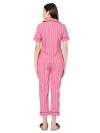 Smarty Pants women's white & pink stripes cotton night suit 