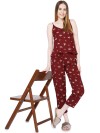 Smarty Pants women's cotton maroon color floral print night suit (SMNSP-465C)