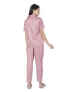 Smarty Pants women's silk satin mauve pink color polka dot night suit. (SMNSP-472D)