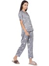 Smarty Pants women's silk satin grey color dimension dog print night suit. (SMNSP-478)