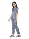 Smarty Pants women's silk satin grey color butterfly & dancing doll print night suit. (SMNSP-481)