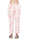 Smarty Pants women's silk satin pastel pink color seashells print night suit. (SMNSP-484)