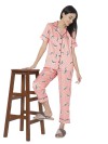 Smarty Pants women's silk satin peach color zebra print night suit.(SMNSP-485)