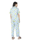 Smarty Pants women's silk satin aqua blue color color pooh print night suit.(SMNSP-486)