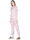 Smarty Pants women's silk satin pink color teddy bear night suit. (SMNSP-492)