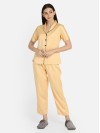 Smarty Pants women's silk satin golden color shawl collar night suit. (SMNSP-498C)