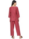 Smarty Pants women's cotton wine color self textured night suit. (SMNSP-502A)