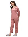 Smarty Pants women's silk satin rose gold color night suit pair. (SMNSP-504A)