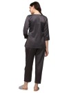 Smarty Pants women's silk satin dark grey color night suit pair. (SMNSP-504C)