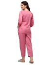 Smarty Pants women's silk satin pastel pink color night suit pair.