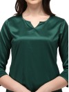 Smarty Pants women's silk satin bottle green color night suit pair. (SMNSP-504E)