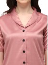 Smarty Pants women's silk satin shoulder collar rose gold color night suit pair. (SMNSP-505A)