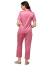 Smarty Pants women's silk satin shoulder collar pastel pink color night suit pair. 