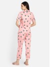 Smarty Pants women's silk satin pink color panda print lapel collar night suit. (SMNSP-526)