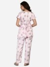 Smarty Pants women's silk satin baby pink color tom & jerry print night suit pair. (SMNSP-554A)