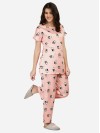 Smarty Pants women's silk satin pink color panda print night suit pair. (SMNSP-554B)