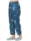 Smarty Pants women's silk satin teal blue jasmine print night suit. (SMNSP-571)