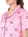 Smarty Pants women's silk satin baby pink cow print night suit. (SMNSP-572)
