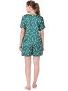 Smarty Pants women's silk satin green color giraffe print shorts & shirt night suit. (SMNSP-575)
