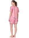 Smarty Pants women's silk satin mauve pink color cartoon print shorts & shirt night suit. (SMNSP-577)