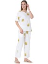Smarty Pants women's cotton white floral print night suit. (SMNSP-589A)