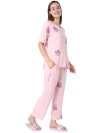 Smarty Pants women's cotton paste pink floral print night suit. (SMNSP-589C)