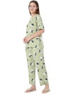 Smarty Pants women's cotton olive floral print night suit. (SMNSP-591B)