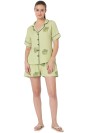 Smarty Pants women's cotton green color floral print shorts & shirt night suit. 
