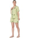 Smarty Pants women's cotton green color floral print shorts & shirt night suit. 