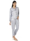 Smarty Pants women's silk satin grey color elephant print night suit. 