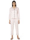 Smarty Pants women's silk satin pink color criss cross print night suit. (SMNSP-658B)