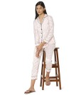 Smarty Pants women's silk satin pink color criss cross print night suit. (SMNSP-658B)