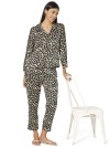 Smarty Pants women's silk satin animal print night suit. (SMNSP-659)