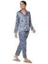 Smarty Pants women's silk satin grey color minnie mouse print full sleeves night suit. (SMNSP-787)