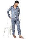 Smarty Pants women's silk satin grey color minnie mouse print full sleeves night suit. (SMNSP-787)